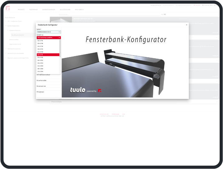 Fensterbank Konfigurator Screen 2